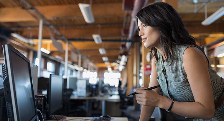 woman at computer working